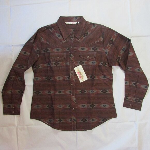 Cumberland Ely Cattleman Women's LG Long Sleeve Aztec Snap Western Shirt - Picture 1 of 2